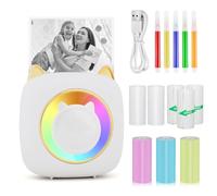 Mini Stampante Fotografica, Termica, Istantanea Portatile con LED colorati, Bluetooth con Ricarica USB, per Note, Elenco, Memo