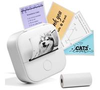 Mini Stampante Portatile T02, Stampante Fotografica Portatile, Stampante Termica per la Creazione Fai-da-te, Diario, Post-it, Disegni Anatomici, Regali, Diari, Liste di Controllo con 1 Rotoli, Bianco