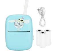 Mini stampante portatile tascabile, stampante fotografica Bluetooth e per domande errate per studenti, stampante compatta e intelligente con lunga durata della batteria per appunti (Blu (con corda in