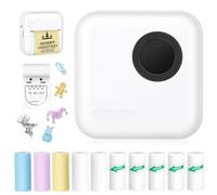 Mini stampante termica Bluetooth con 10 rotoli di carta e adesivi per foto, ricevute, note, elenchi, etichette, memo, adesivi per iOS e Android