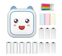 Mini stampante termica multifunzione portatile Sticker Maker Instant Photo Inkless supporto BT connessione per smartphone con 9 rotoli di carta 57 mm + 5 rotoli di carta autoadesiva + 5 pezzi a colori