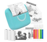 Mini stampante termica per adesivi, mini stampante termica portatile, mini stampante per etichette termiche, mini stampante fotografica, mini stampante adesiva con 3 rotoli di carta per stampante