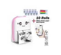 Mini stampante termica portatile Bluetooth, 10 rotoli di carta adesiva, compatibile con Android/iOS, rosa