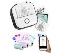Mini Stampante Termica - T02 Stampante Termica Portatile Bluetooth Print Pods Portable Mini Printer per Grafici di Studio, l'apprendimento, Appunti di Studio, Diagrammi Anatomici, Foto, Regalo, Nero