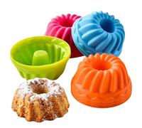Mini stampo in silicone scanalato per torte a forma di T, antiaderenti, per torte, per la cottura, per gelatine, budini, brownie, dessert monodose (12, 4 colori, 7 cm)