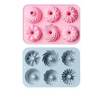Mini stampo per ciambella in silicone, mini stampi per gugelhupf in silicone per dolci, Stampi per ciambelle, in silicone, 2 pezzi, antiaderenti, per ciambelle, colore: blu e rosa