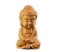 Mini Statua di Buddha - Piccolo Buddha in bosso Intagliato a Mano - Grazioso Regalo di Arredamento Zen per la casa e L'Ufficio