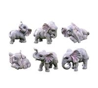 Mini Statue Di Elefanti - Statuetta In Resina Minuscola, Piccolo Pezzo D'accento | 6pcs Elephant Set Per Progetti Artigianali, Display Scaffale Per Scultura Animale, Decorazione Soggiorno, Decora