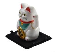 Mini statuetta a forma di gatto che sventola, a energia solare, per casa e ufficio, simbolo della ricchezza carina ed ecologica (Wanliang-bianco)