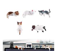 Mini Statuette Di Gatti Da Scrivania, Set Di 5 Adorabili Gattini Realizzati A Mano, Mini Statuette Di Gatti, Simpatiche Statuette Di Gatti In Resina for La Decorazione Del Cruscotto Dell'Auto(5PC-B)