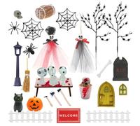 Mini statuette di Halloween che si illuminano nelle statue luminose scure | Decorazione per la casa di Halloween per casa delle bambole Villaggio Cortile Casa Festa Giardino