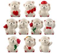 Mini statuette modello di orso, 10 pezzi, mini statuette con orsetto, in ceramica, decorazione per torte, orso d'amore, cupcake, decorazione in ceramica, mini figure