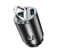 Mini Stealth Car Adapter, Caricatore Auto, Mini Metallo 30W Caricabatterie Auto USB Ricarica Rapida a Doppia Porta Presa USB, Caricabatterie Auto Usb Quick Charge 3.0 - Caricatore usb 2 porte (Black)