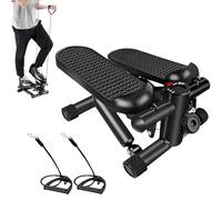 Mini stepper con display LCD, fasce di resistenza, pedali antiscivolo, passo idraulico compatto, altezza regolabile, capacità 99,8 kg, allenamento a casa