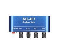 Mini Stereo Audio Mixer, 4 Canalis Aud Mixer 4 Ingressi e 1 Uscita, DC 5V-12V Noise Cancelling Mixer Amplificato per Piccoli Club O Bar, Chitarre, Bassi, Tastiere, Altoparlante, Cuffie