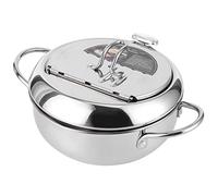 Mini Stile Giapponese, Padella in Acciaio con Termometro Pentola per Friggere Giapponese Tempura Friggitrice in Acciaio Compatibile con Fornello a Induzione L 24 Cm (Misura grande 24 cm)