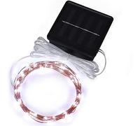Mini stringa solare per esterni, piccola fata lucciola lucciola lucciola 15 piedi 50 LED per esterni giardino decorazione cortile, colore bianco freddo