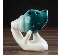 Mini strumento musicale Ocarina con conchiglia for flauto in ceramica con smalto colorato a 6 fori for regalo musicale (Color : Black Green)