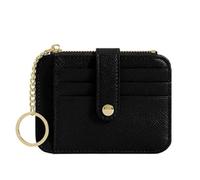 Mini Student Keychain Wallet with Multiple Card Slots Minimalist and Creative Women's Holder(Black)