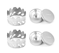 Mini stufa a spina dorsale da 80 ml, bruciatore alcolico con piccola stufa da tasca portatile in acciaio inossidabile per la sopravvivenza per le escursioni in campeggio (2PCS)