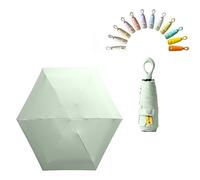 Mini Sun - Ombrello da viaggio con manico ad anello, in tessuto, compatto, pieghevole, leggero, piccolo, portatile, con pioggia, sole, blocco, anti UPF 50, protezione UV 99,9% per uomini, donne e