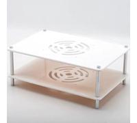 Mini supporto per stampante, scaffale da scrivania in acrilico e metallo a 1-5 ripiani, organizer a torre nera per apparecchiature da ufficio, soluzione compatta per l'archiviazione dei contenuti