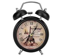 Mini Sveglia da Tavolo in Metallo Ultra Silenziosa, Orologio al Quarzo Retrò per Camera da Letto e Scrivania, Sveglia Classica Silenziosa da Viaggio - Nero