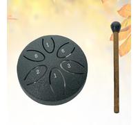 Mini tamburo for lingua in acciaio Buddha Stones, kit di batteria for guarigione del suono da 3 pollici, tamburo for handpan a 6 note senza preoccupazioni, mini tamburo for handpan (Color : Black, S