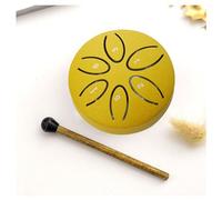 Mini tamburo for lingua in acciaio con pietre di Buddha, mini tamburo for handpan, tamburo senza preoccupazioni, 3 pollici, 6 note, tamburo in acciaio for handpan, educazione (Color : Yellow)