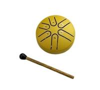 Mini tamburo linguistico in acciaio, 7,6 cm, 6 note, per meditazione, musicoterapia, yoga, relax (oro)