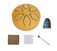 Mini tamburo per pioggia per esterni, 7,6 cm, 6 note, per la pioggia, in acciaio, strumento a tamburo a mano per la pioggia, strumento a tamburo a mano per il giardino in acciaio per lingua (oro)