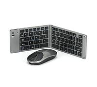 Mini tastiera Bluetooth ricaricabile pieghevole e mouse combinato, portatile (sincronizzazione fino a 3 dispositivi), ultra sottile, tastiera pieghevole da viaggio per iPhone, iPad, Mac, Android,