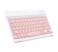Mini tastiera Bluetooth ultra-sottile, portatile, senza fili, ricaricabile, per Apple iPad, iPhone, Samsung, tablet, smartphone, iOS, Android, Windows (10 pollici, rosa)