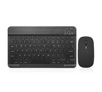 Mini tastiera Bluetooth ultra sottile, portatile, senza fili, ricaricabile, per Apple iPad, iPhone, Samsung, tablet, smartphone, iOS, Android, Windows (10 pollici, nero)