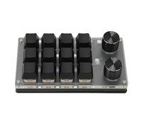 Mini Tastiera Meccanica, Mini Tastiera in Acrilico Durevole Programmabile Cablata o Wireless per Ufficio (12 Tasti con 2 manopole)