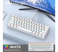 Mini tastiera meccanica portatile cablata al 60%, mini tastiera APAYADO K61 cablata, 61 tasti Phantom RGB, interruttore nero, bianco, rosso, rosso/blu Black