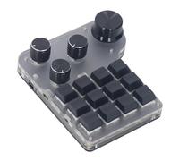 Mini Tastierino USB, Tastiera da Gioco Meccanica BT Cordless USB 3 modalità con una Mano, Tastierino Macro Programmabile con 12 Tasti e 4 Manopole, con Retroilluminazione RGB,