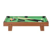vidaXL Mini Tavolo da Biliardo Portatile Robusto Stecche Gessetti Palle Triangolo Gioco da Tavolo 3 Piedi 92x52x19 cm Marrone Verde in MDF
