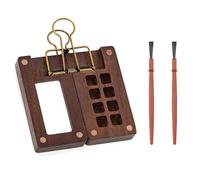 Mini tavolozza, 2 pennelli da pittura, scatola di miscelazione dei colori portatile in legno con 8 scomparti e clip per acquerello e arte