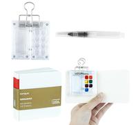 Mini Tavolozza Acquerelli Set, Portatili Tavolozza da Viaggio Trasparente 8 Griglie con Album da Disegno e Pennelli Palette Painting Tavolozza per Studenti Pittori Artisti, 1 Pezzi