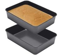Mini teglia antiaderente, set da 2 pezzi, 26 x 19 x 6 cm, in acciaio inox, per brownies, lasagne, sane antiruggine, rivestimento antiaderente, facile da pulire
