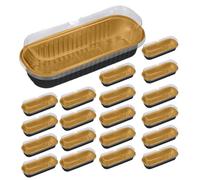 Mini teglie da forno per pagnotta e torte, 20 teglie rettangolari in alluminio con coperchio, 200 ml, mini pirottini antiaderenti per brownie, torte di pagnotta, muffin, piccole cheesecake, tazze da