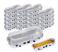 Mini teglie per pane con coperchio da 20 pezzi - Pirottini da forno riutilizzabili in foglio di alluminio, mini tortiere rettangolari da 200 ml | Forno, microonde, friggitrice ad aria, congelatore sic