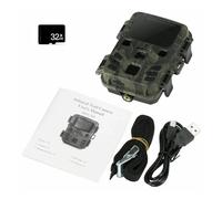 Mini Telecamera Da Esterno 4K HD 24MP 1080P Visione Notturna A Infrarossi Attivata Dal Movimento Trappola Da Caccia Gioco IP66 Camma Impermeabile For Animali Selvatici Facile Chiaro(With 32G SD card)