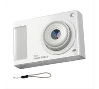 Mini telecamera HD da 48 MP, display IPS da 2,4 pollici, zoom 16X, videocamera digitale 4K con luce di riempimento per bambini e studenti, bianca