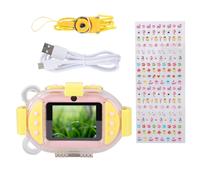 Mini telecamera HD digitale impermeabile a doppia lente per bambini, con schermo da 2,4 pollici e schermo da cartone animato (rossa)