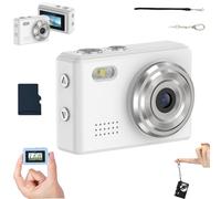 Mini telecamera portachiavi,con scheda SD da 32GB, durata della batteria di 100 minuti,telecamera retrò per la registrazione di studio in viaggio (White with 32G memory car)