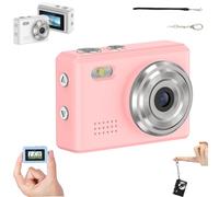 Mini telecamera portachiavi,con scheda SD da 32GB, durata della batteria di 100 minuti,telecamera retrò per la registrazione di studio in viaggio (Pink without memory card)