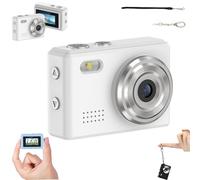 Mini telecamera portachiavi,con scheda SD da 32GB, durata della batteria di 100 minuti,telecamera retrò per la registrazione di studio in viaggio (White without memory card)