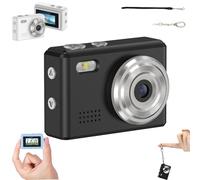 Mini telecamera portachiavi,con scheda SD da 32GB, durata della batteria di 100 minuti,telecamera retrò per la registrazione di studio in viaggio (Black without memory card)